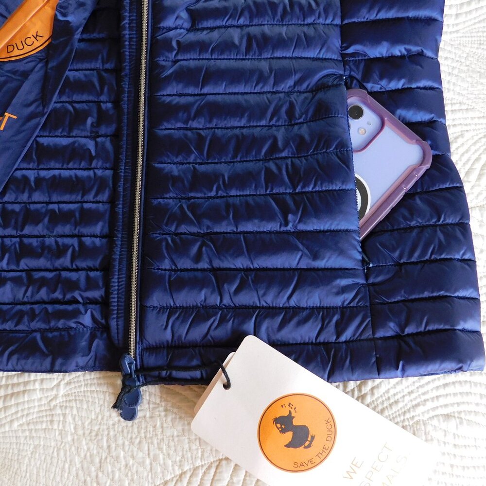NWT Save The Duck Iris NLA Carly style navy Plumtech vegan down puffer jacket M - Picture 6 of 16